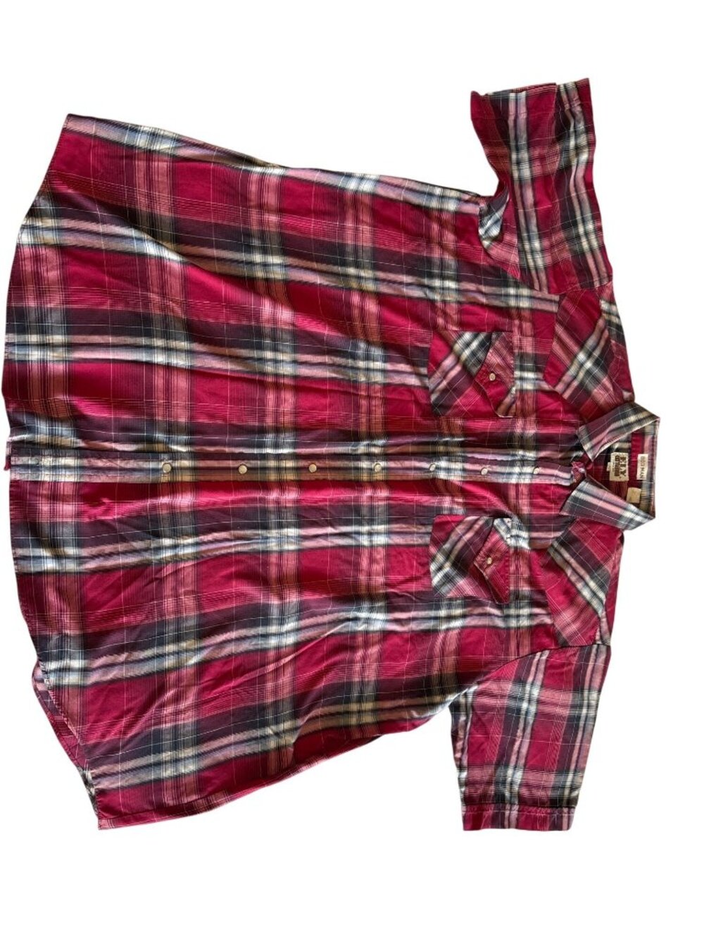 Ely Cattleman Big Man 2X Red Black Plaid Western Button Up Short Sleeve Shirt